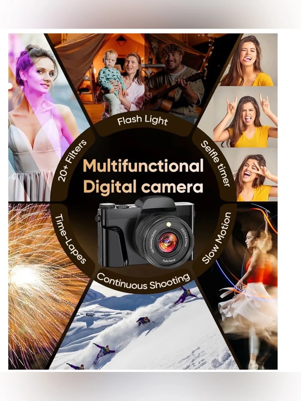 4K Ultra HD Digital Camera with Flip Screen - Black New